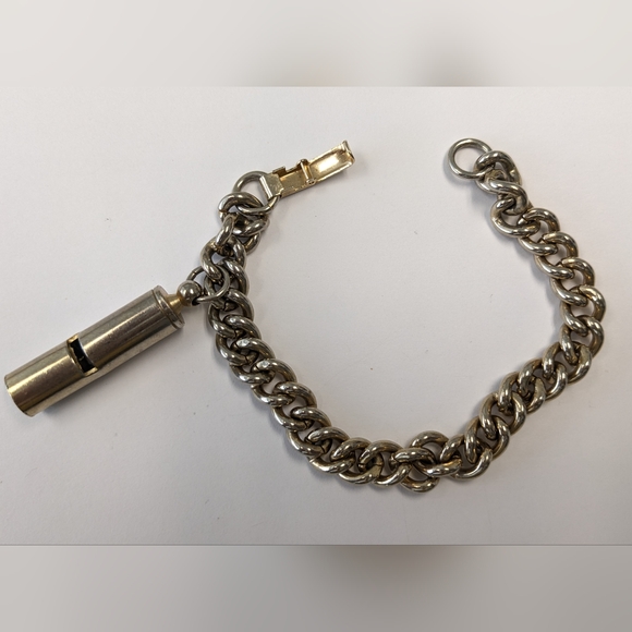 VTG SILVER TONE WHISTLE CHARM BRACELET - Picture 1 of 5